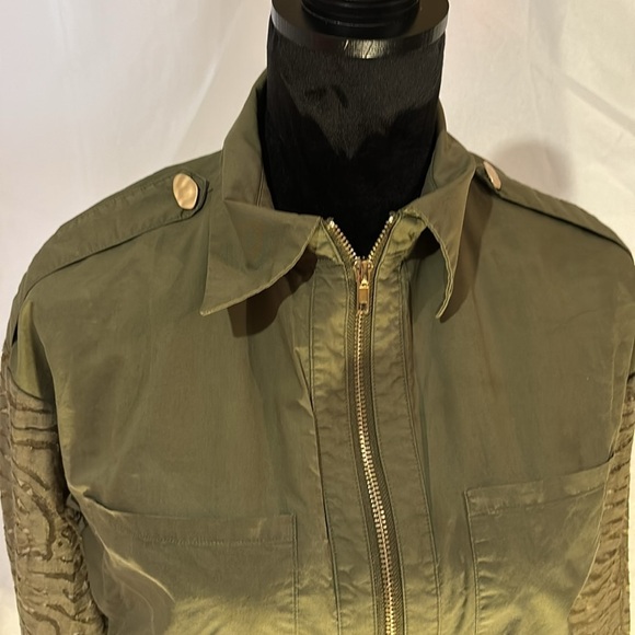 BOGO L’ATISTE Army Green Partial Sheer w/Front Zipper Long Sleeve Dress Size Sm - Picture 12 of 14